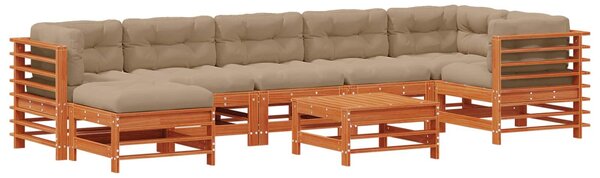 VidaXL Kerti lounge szett 8 pcs Viaszbarna Tömör Fenyőfa