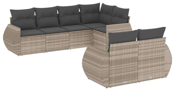 VidaXL Polyrattan Kerti Ülőgarnitúra - 7 részes - Világosszürke