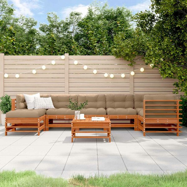 VidaXL Kerti lounge szett 8 pcs Viaszbarna Tömör Fenyőfa