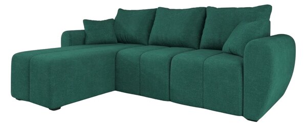 SEVIO L alakú kihúzható sarokkanapé, 246x145 cm, palackzöld, univerzális + 2 párna INGYEN