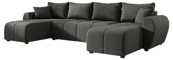 SEVIO U alakú kihúzható ülőgarnitúra, 311x145 cm, sötétszürke + 2 párna INGYEN