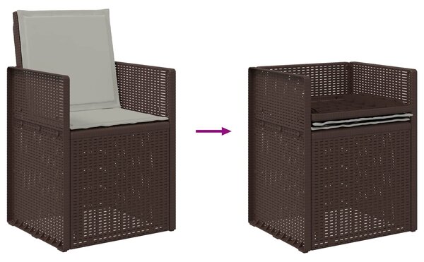VidaXL Kert étkező szett párnával 5 pcs Barna és Világosszürke PP