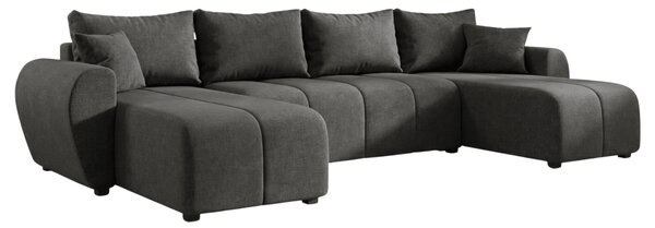 SEVIO U alakú kihúzható ülőgarnitúra, 311x145 cm, sötétszürke + 2 párna INGYEN