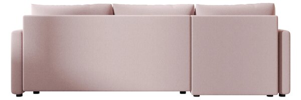 VENORIA L alakú kihúzható sarokkanapé, 220x143 cm, púderrózsaszín + 2 párna INGYEN