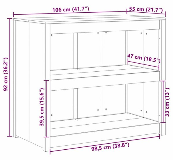 VidaXL Konyhaszekrény polcokkal Barna 106 x 55 x 92 cm tömör duglászfa