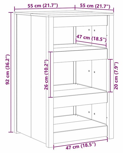 VidaXL Konyhaszekrény polcokkal Fehér 55 x 55 x 92 cm Tömör fenyőfa