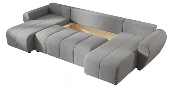 SEVIO U alakú kihúzható ülőgarnitúra, 311x145 cm, szürke + 2 párna INGYEN