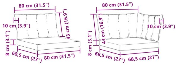 VidaXL Kültéri kanapé szett párnával 6 pcs Természetes és Fekete