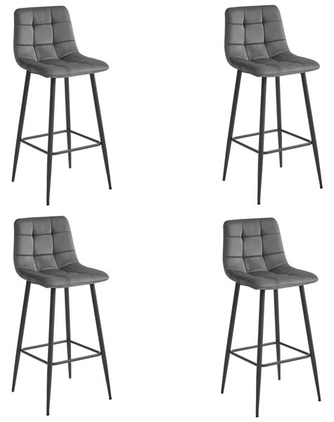 Bárszék ARCETO VELVET fekete lábakkal, sötétszürke