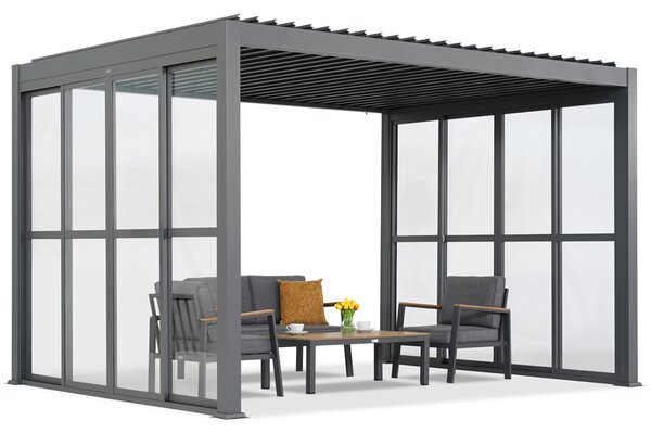 Lagos 3x3 3x3 szabadon álló terasz pergola 3 oldalra nyíló ajtóval Garden Point antracit