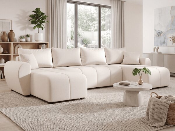 AKCIÓ Kinyitható U alakú ülőgarnitúra SEVIO 311x145 cm, krém + 2 db párna INGYEN II. osztály