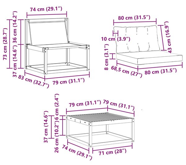 VidaXL Kültéri kanapé szett párnával 9 pcs Természetes és bézs