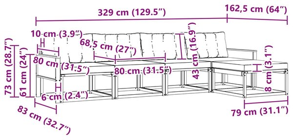 VidaXL Kültéri kanapé szett párnával 5 pcs Természetes és bézs