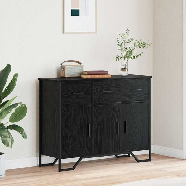VidaXL Komód Fekete tölgy 97 x 32,5 x 74,5 cm Faanyag