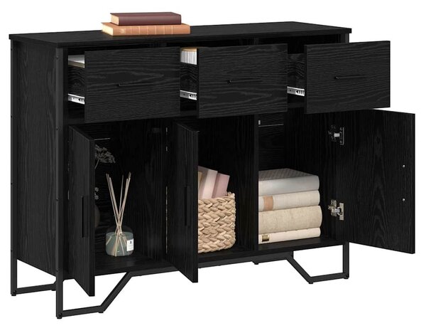 VidaXL Komód Fekete tölgy 97 x 32,5 x 74,5 cm Faanyag