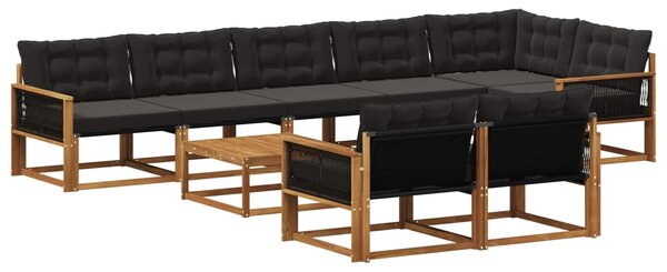VidaXL Kültéri kanapé szett párnával 9 pcs Természetes és Fekete