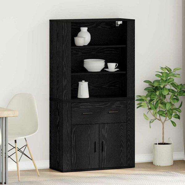 VidaXL Magasító fiókkal Musta tammi 80 x 33 x 150 cm Faanyag