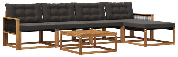 VidaXL Kültéri kanapé szett párnával 6 pcs Természetes és Fekete