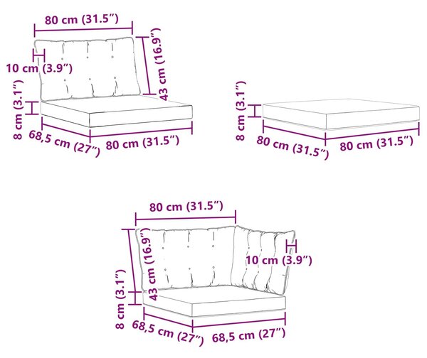 VidaXL Kültéri kanapé szett párnával 7 pcs Fehér és Krém színű