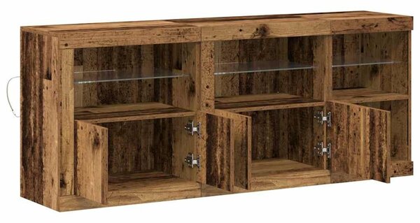 VidaXL Széf LED -es lámpákkal Régi fa 162 x 37 x 67 cm Faanyag