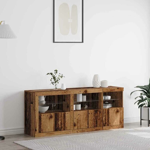 VidaXL Széf LED -es lámpákkal Régi fa 162 x 37 x 67 cm Faanyag