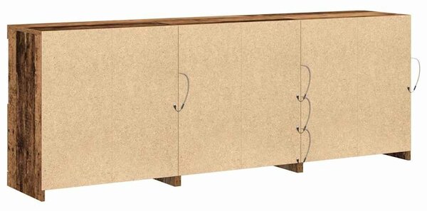 VidaXL LED tálaló LED -es lámpákkal Öreg fa 181,5 x 37 x 67 cm Faanyag