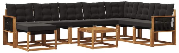 VidaXL Kültéri kanapé szett párnával 9 pcs Természetes és Fekete