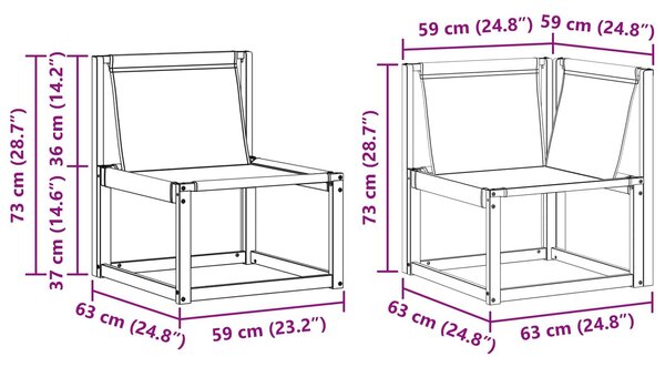 VidaXL Kültéri kanapé szett 7 pcs Természetes és Világosszürke