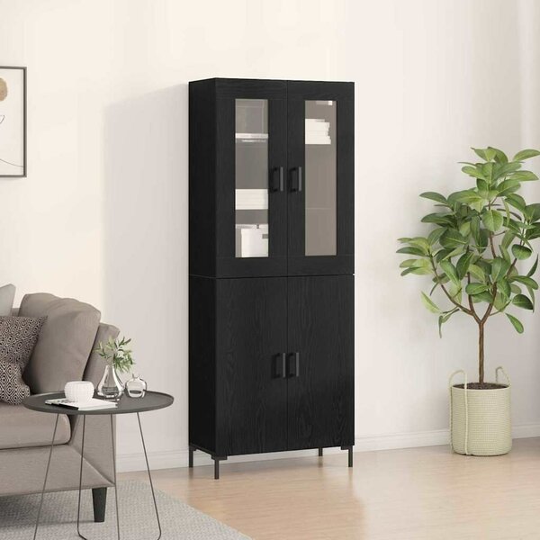 VidaXL Magasfiú 2 pcs Musta tammi 69.5 x 34 x 180 cm Faanyag