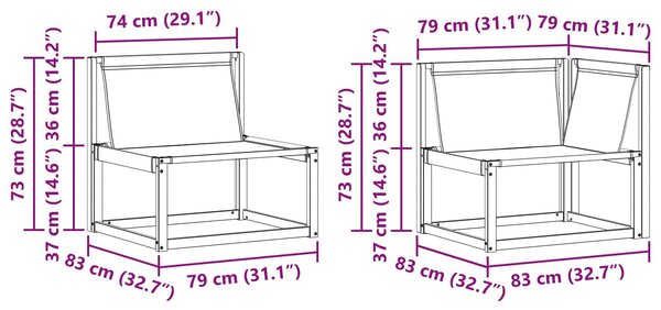 VidaXL Kültéri kanapé szett 6 pcs Természetes és Világosszürke
