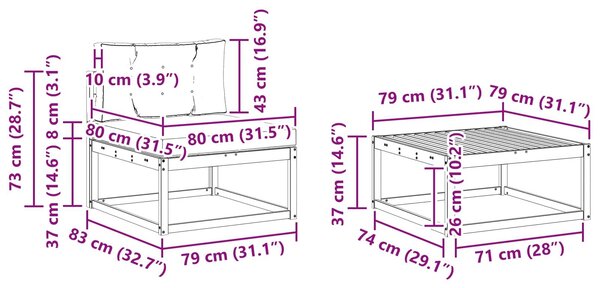 VidaXL Kültéri kanapé szett párnával 8 pcs Természetes és bézs