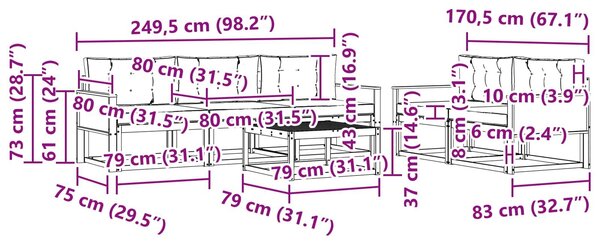 VidaXL Kültéri kanapé szett párnával 6 pcs Természetes és bézs