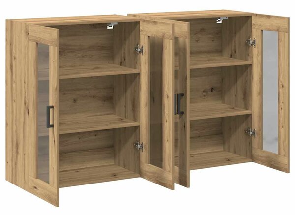 VidaXL Fali Szekrények 2 db Artisan tölgy 69,5 x 34 x 90 cm Szerelt Fa