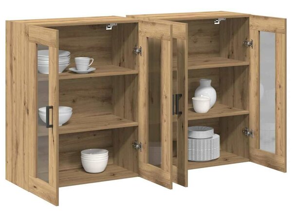 VidaXL Fali Szekrények 2 db Artisan tölgy 69,5 x 34 x 90 cm Szerelt Fa
