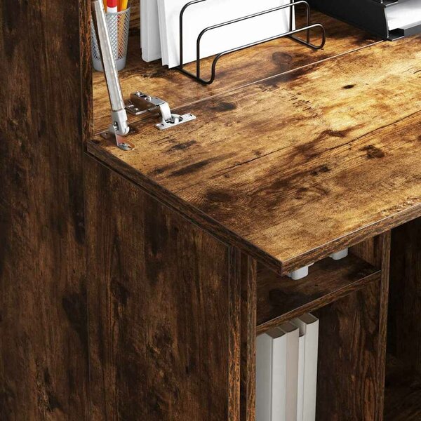 VidaXL Asztal polcokkal Füstölt tölgy 71.5 x 31.5 x 106.5 cm Faanyag