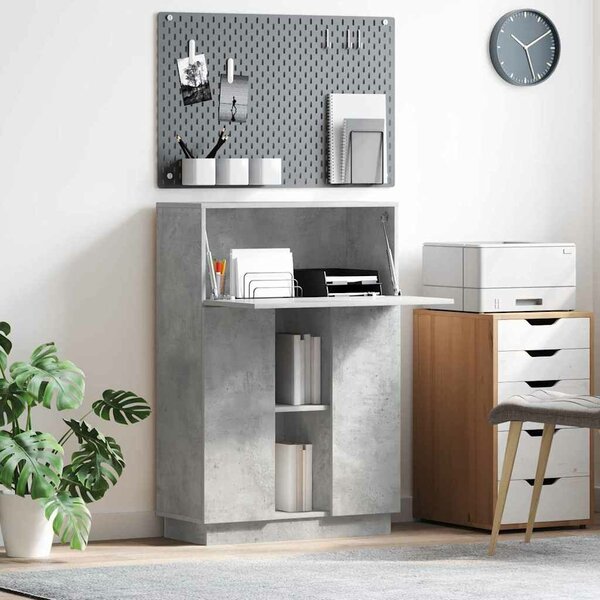 VidaXL Asztal polcokkal Beton Szürke 71.5 x 31.5 x 106.5 cm Faanyag