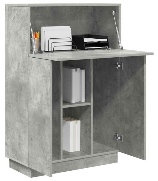 VidaXL Asztal polcokkal Beton Szürke 71.5 x 31.5 x 106.5 cm Faanyag