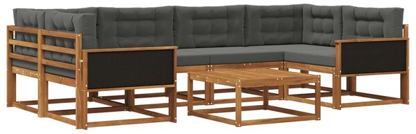 VidaXL Kültéri kanapé szett párnával 7 pcs Természetes és antracit