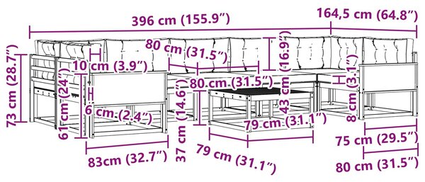 VidaXL Kültéri kanapé szett párnával 8 pcs Természetes és bézs