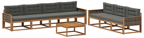 VidaXL Kültéri kanapé szett párnával 8 pcs Természetes és antracit