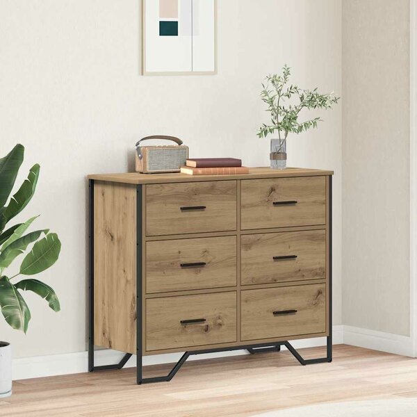 VidaXL Fiókos Szekrény kézműves tölgy 91 x 35.5 x 74.5 cm Faanyag