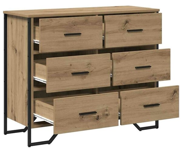 VidaXL Fiókos Szekrény kézműves tölgy 91 x 35.5 x 74.5 cm Faanyag