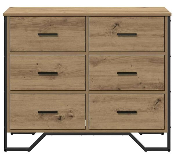 VidaXL Fiókos Szekrény kézműves tölgy 91 x 35.5 x 74.5 cm Faanyag