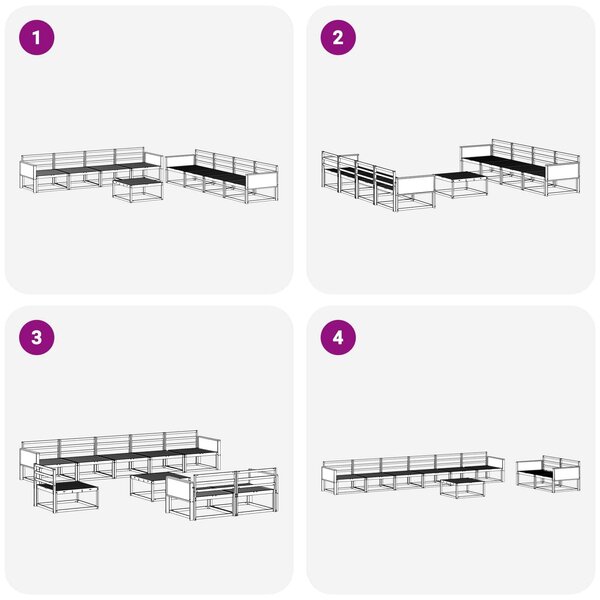 VidaXL Kültéri kanapé szett 9 pcs Természetes Tömör Akácfa