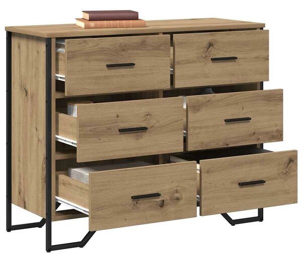 VidaXL Fiókos Szekrény kézműves tölgy 91 x 35.5 x 74.5 cm Faanyag