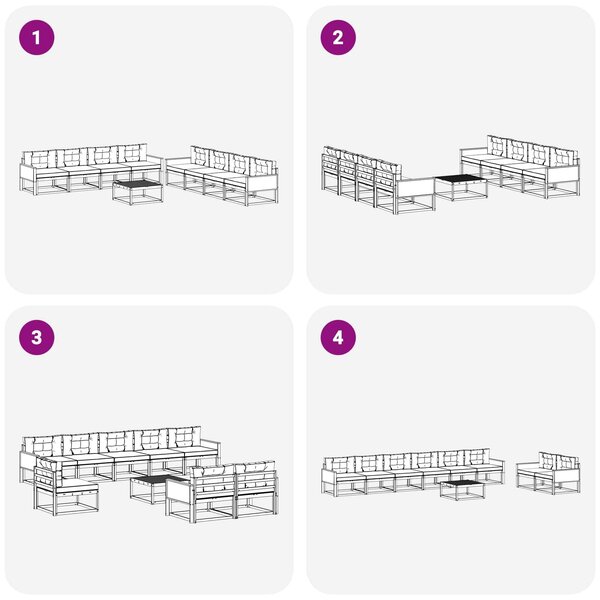VidaXL Kültéri kanapé szett párnával 9 pcs Természetes és krémszínű