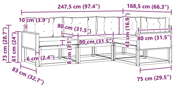 VidaXL Kültéri kanapé szett párnával 4 pcs Természetes és bézs