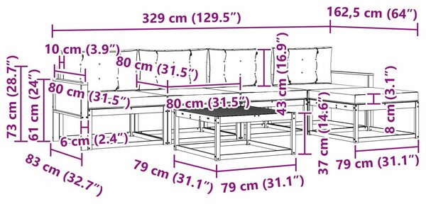 VidaXL Kültéri kanapé szett párnával 6 pcs Természetes és bézs