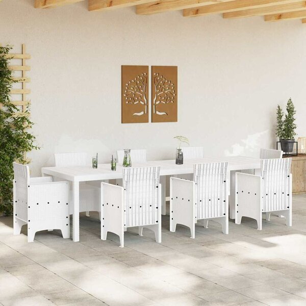VidaXL Kerti Asztal Fehér 300 x 100 x 73 cm polirattan