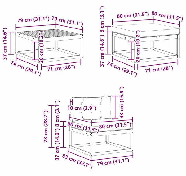 VidaXL Kültéri kanapé szett párnával 6 pcs Természetes és bézs